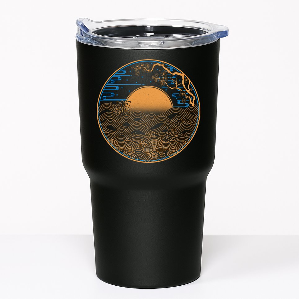 Vintage Japanese Sun Waves Emblem Tumbler