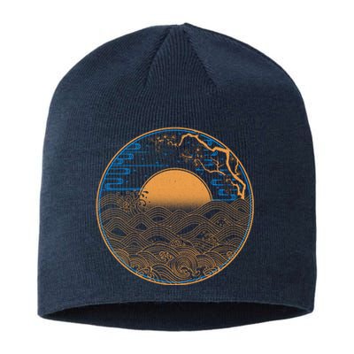 Vintage Japanese Sun Waves Emblem Sustainable Beanie