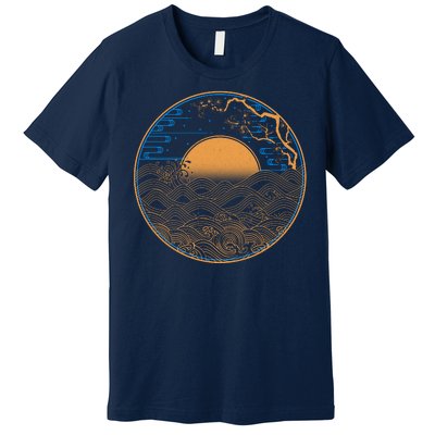 Vintage Japanese Sun Waves Emblem Premium T-Shirt