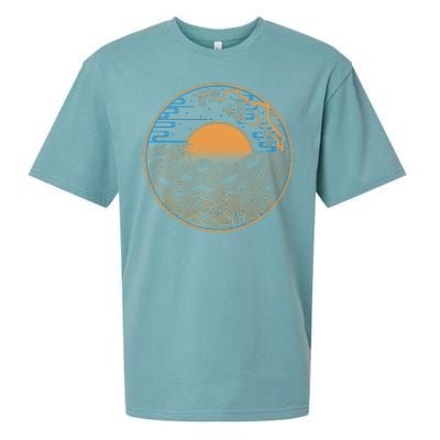 Vintage Japanese Sun Waves Emblem Sueded Cloud Jersey T-Shirt