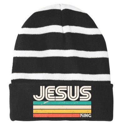 Vintage Jesus King Striped Beanie with Solid Band