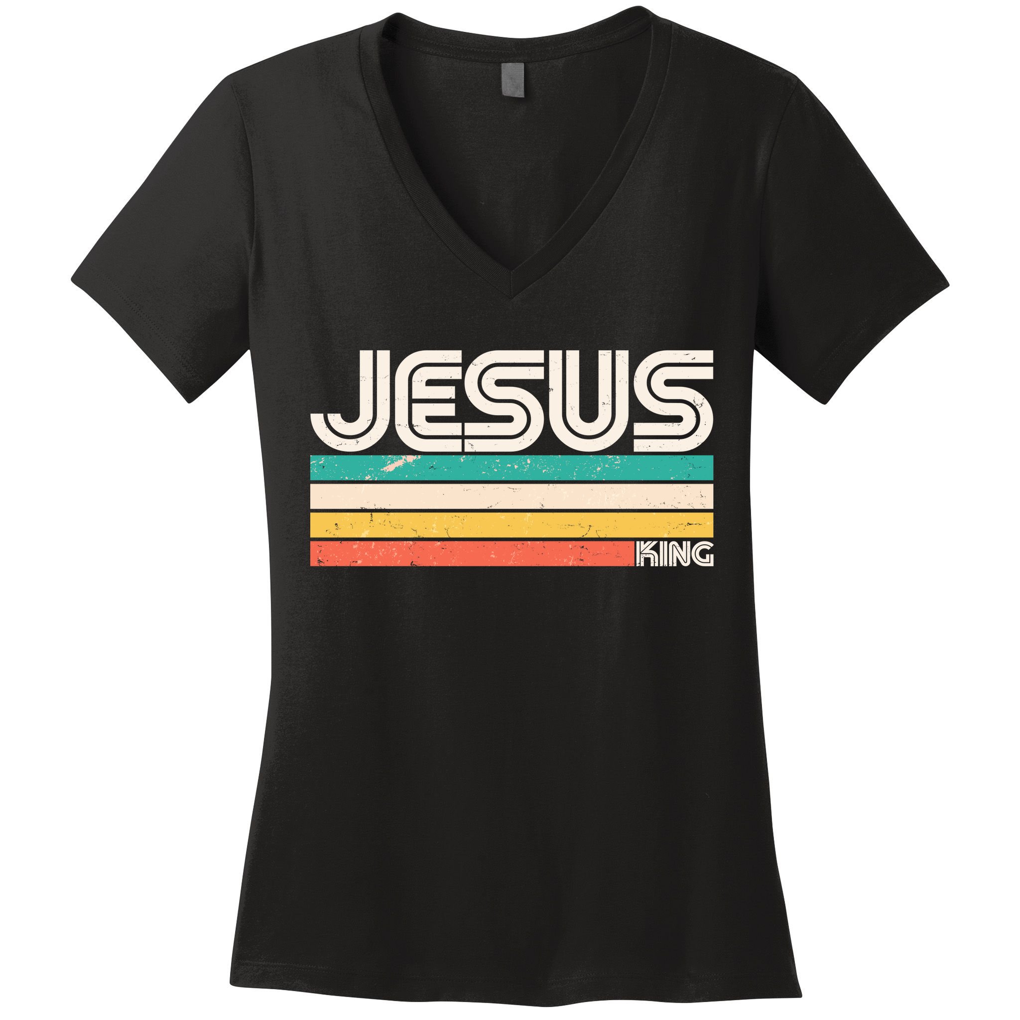 Vintage Jesus King Women's V-Neck T-Shirt