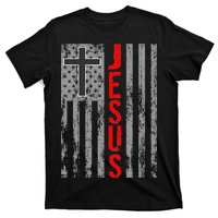 Vintage Jesus USA American Flag Catholic Christion Cross T-Shirt