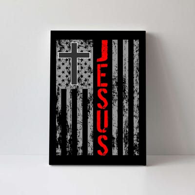 Vintage Jesus USA American Flag Catholic Christion Cross Canvas