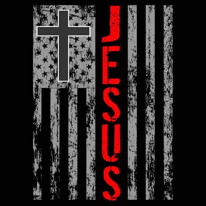 Vintage Jesus USA American Flag Catholic Christion Cross Bucket Hat
