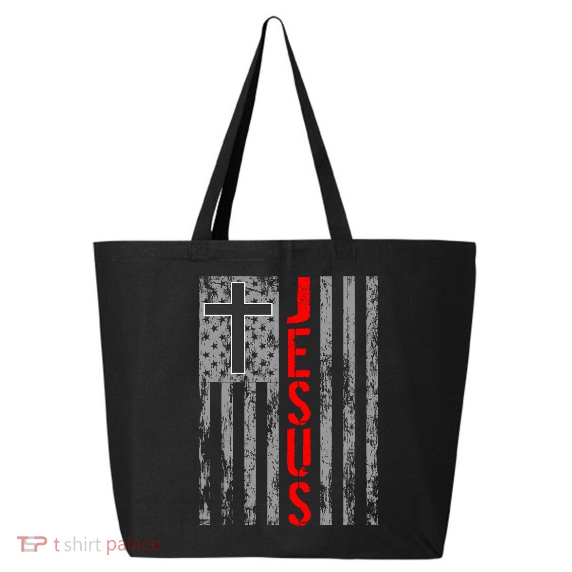 Vintage Jesus USA American Flag Catholic Christion Cross 25L Jumbo Tote