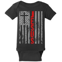 Vintage Jesus USA American Flag Catholic Christion Cross Baby Bodysuit