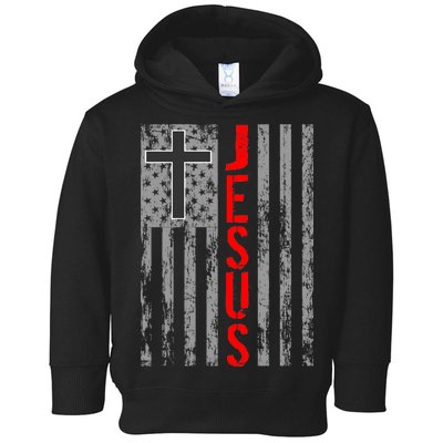 Vintage Jesus USA American Flag Catholic Christion Cross Toddler Hoodie