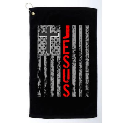 Vintage Jesus USA American Flag Catholic Christion Cross Golf Towel