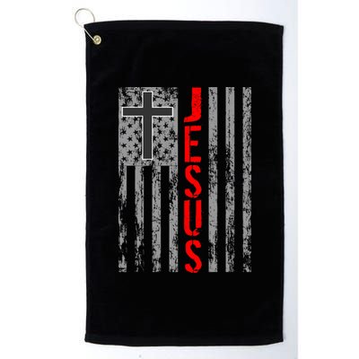 Vintage Jesus USA American Flag Catholic Christion Cross Platinum Collection Golf Towel