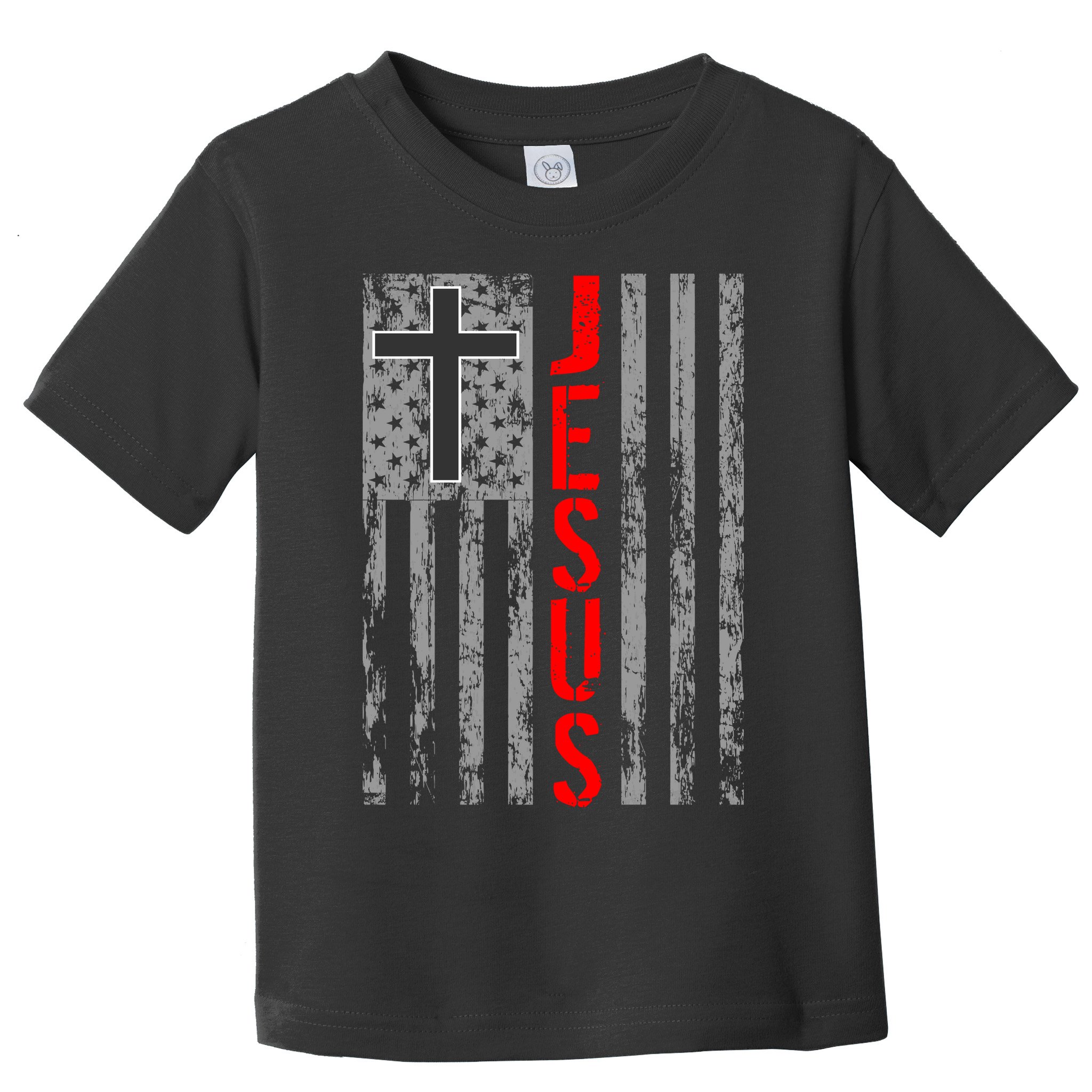 Vintage Jesus USA American Flag Catholic Christion Cross Toddler T-Shirt