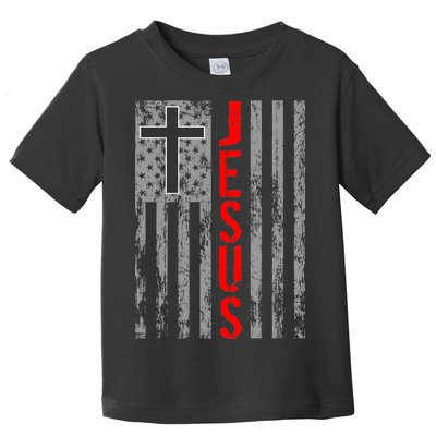 Vintage Jesus USA American Flag Catholic Christion Cross Toddler T-Shirt