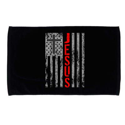 Vintage Jesus USA American Flag Catholic Christion Cross Microfiber Hand Towel