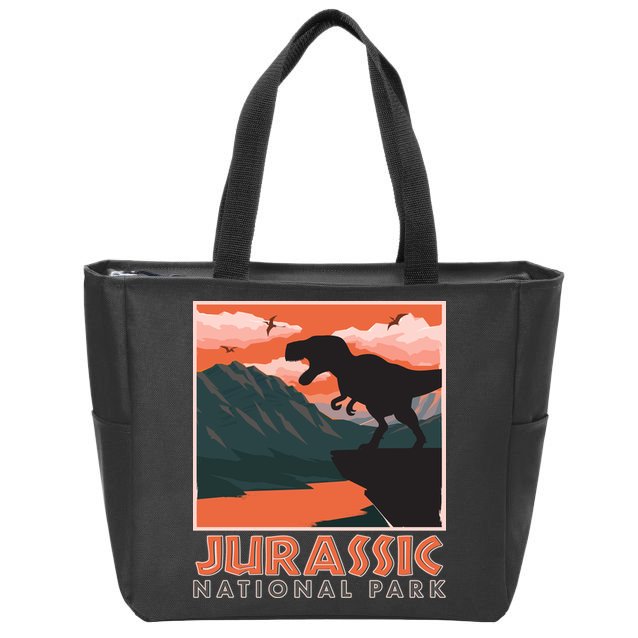 Vintage Jurassic National Park Poster Zip Tote Bag