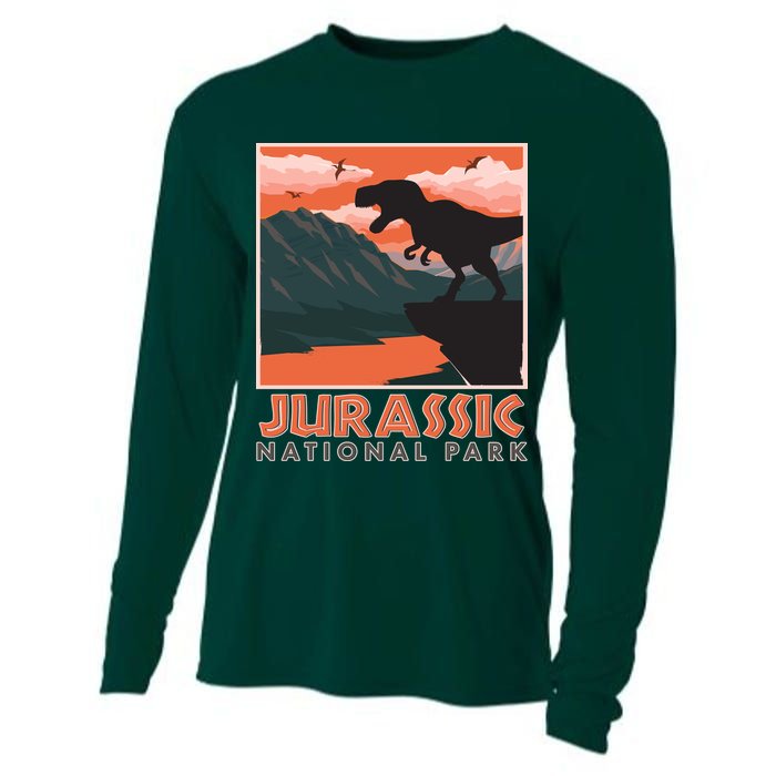Vintage Jurassic National Park Poster Cooling Performance Long Sleeve Crew
