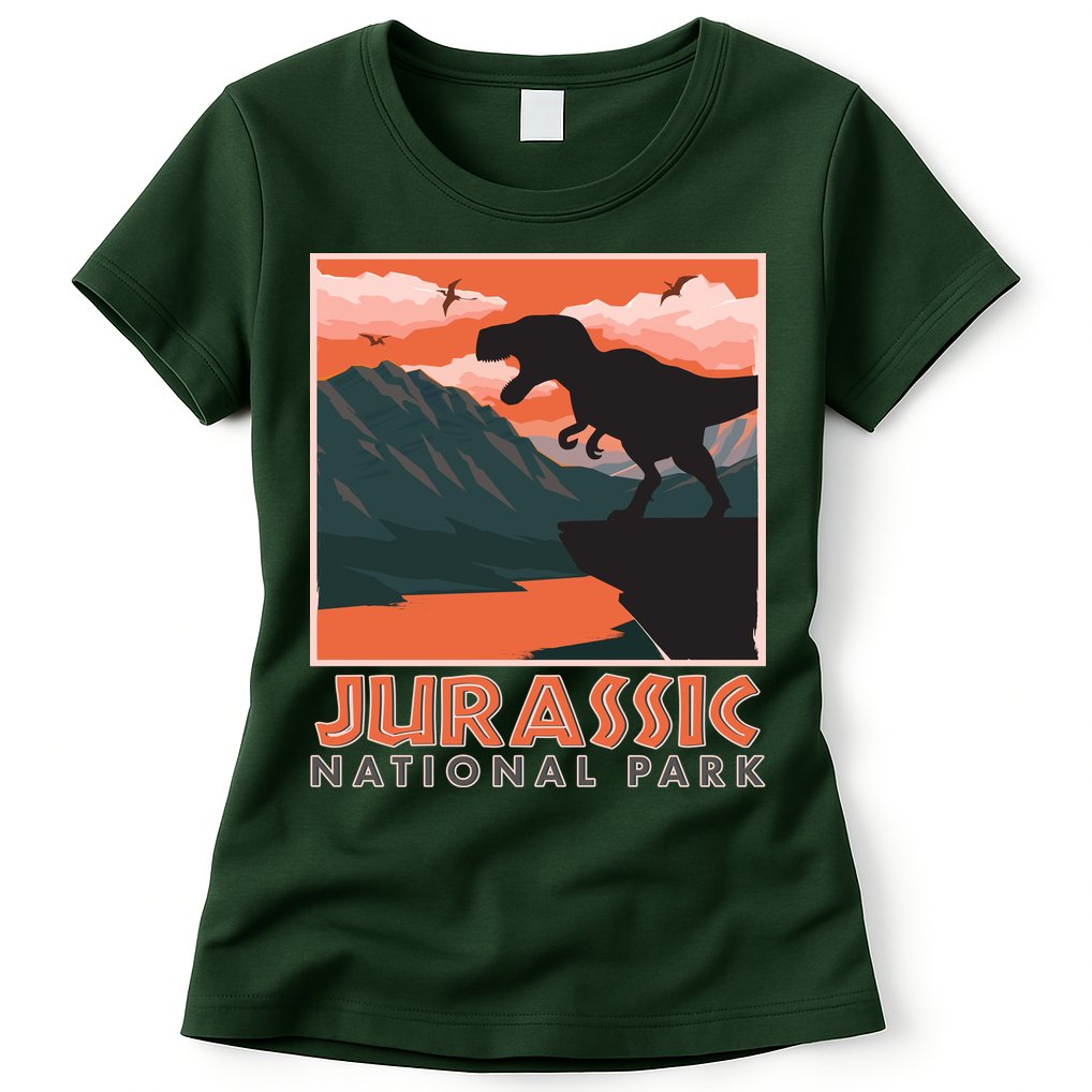 Vintage Jurassic National Park Poster Womens T-Shirt