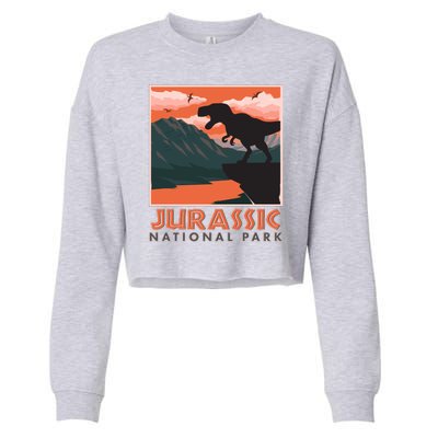 Vintage Jurassic National Park Poster Cropped Pullover Crew