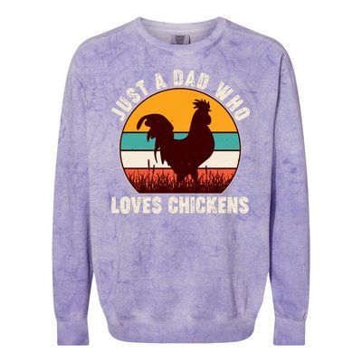 Vintage Just A Dad Who Loves Chickens Colorblast Crewneck Sweatshirt