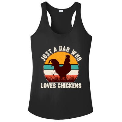 Vintage Just A Dad Who Loves Chickens Ladies PosiCharge Competitor Racerback Tank