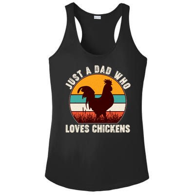 Vintage Just A Dad Who Loves Chickens Ladies PosiCharge Competitor Racerback Tank