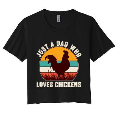 Vintage Just A Dad Who Loves Chickens Crop Top