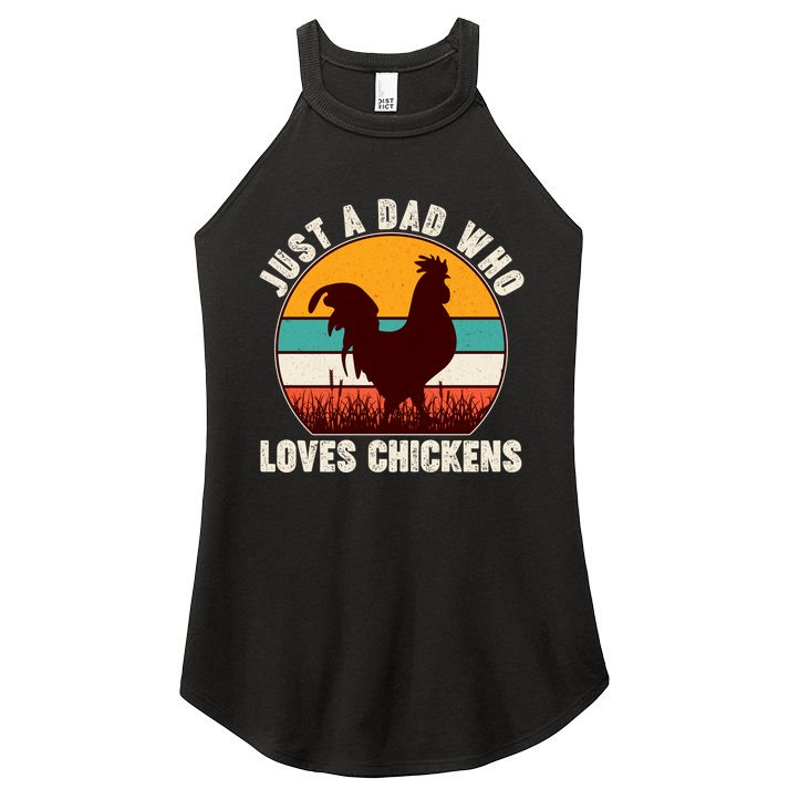 Vintage Just A Dad Who Loves Chickens Women's Perfect Tri Rocker Tank