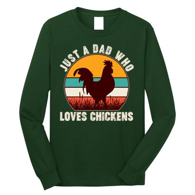 Vintage Just A Dad Who Loves Chickens Long Sleeve Shirt