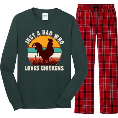 Vintage Just A Dad Who Loves Chickens Long Sleeve Pajama Set