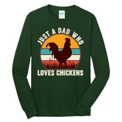 Vintage Just A Dad Who Loves Chickens Tall Long Sleeve T-Shirt