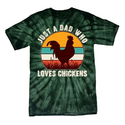 Vintage Just A Dad Who Loves Chickens Tie-Dye T-Shirt