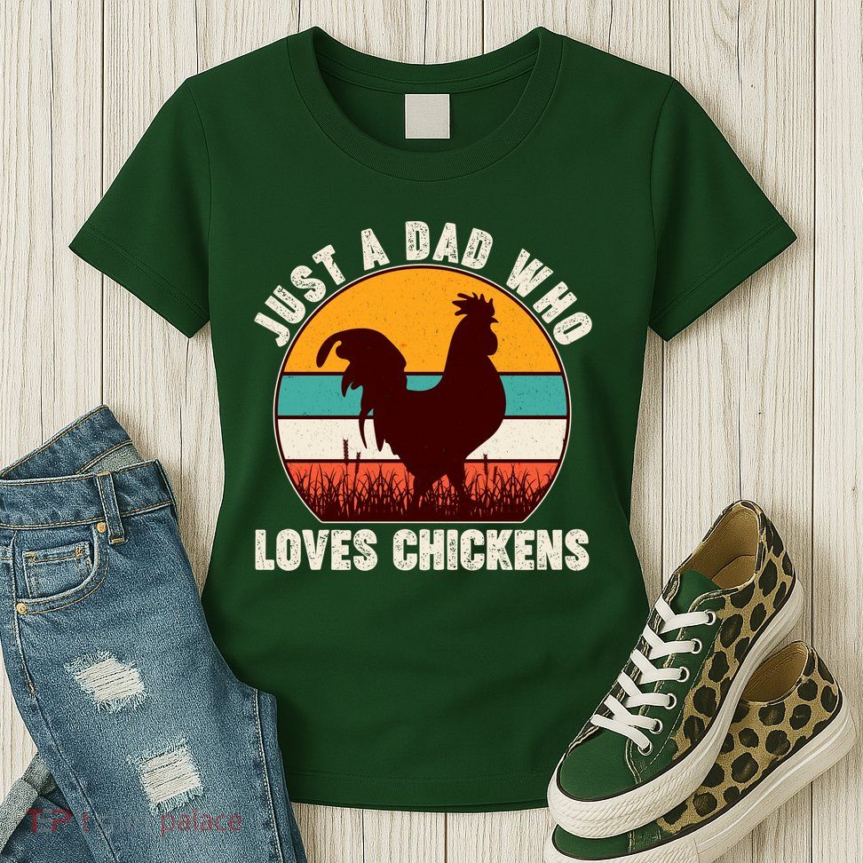 Vintage Just A Dad Who Loves Chickens Womens T-Shirt