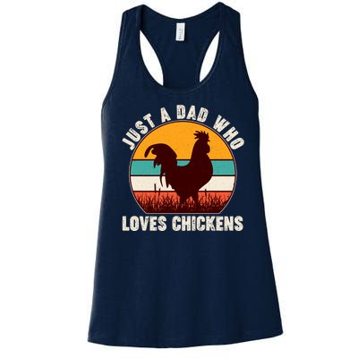 Vintage Just A Dad Who Loves Chickens Women's Racerback Tank