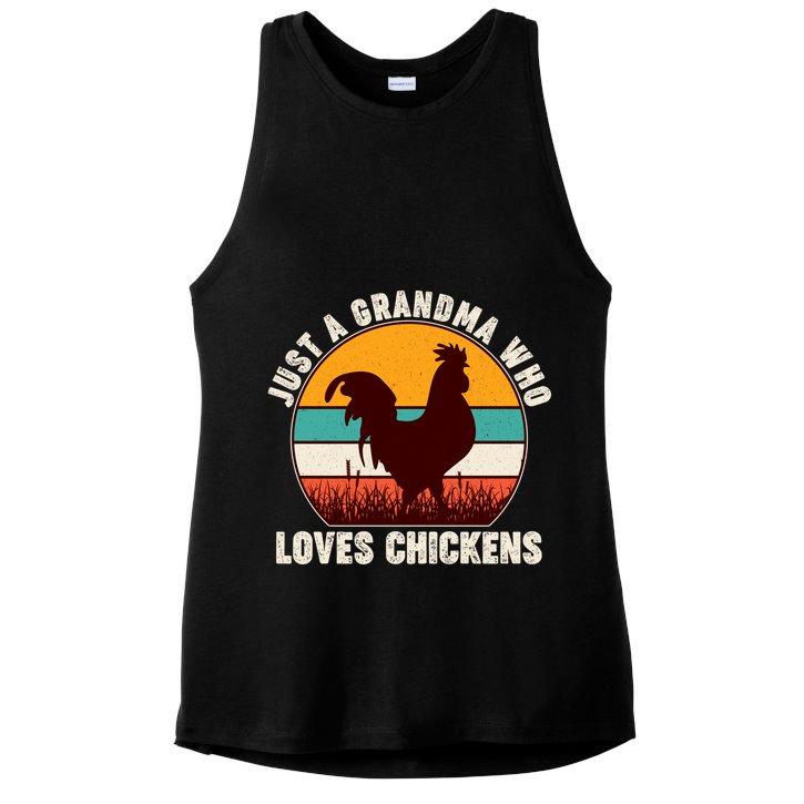 Vintage Just A Grandma Who Loves Chickens Ladies PosiCharge Tri-Blend Wicking Tank
