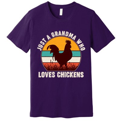 Vintage Just A Grandma Who Loves Chickens Premium T-Shirt
