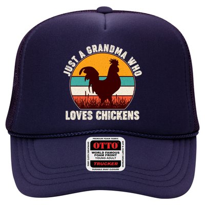 Vintage Just A Grandma Who Loves Chickens Trucker Hat