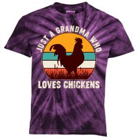 Vintage Just A Grandma Who Loves Chickens Kids Tie-Dye T-Shirt