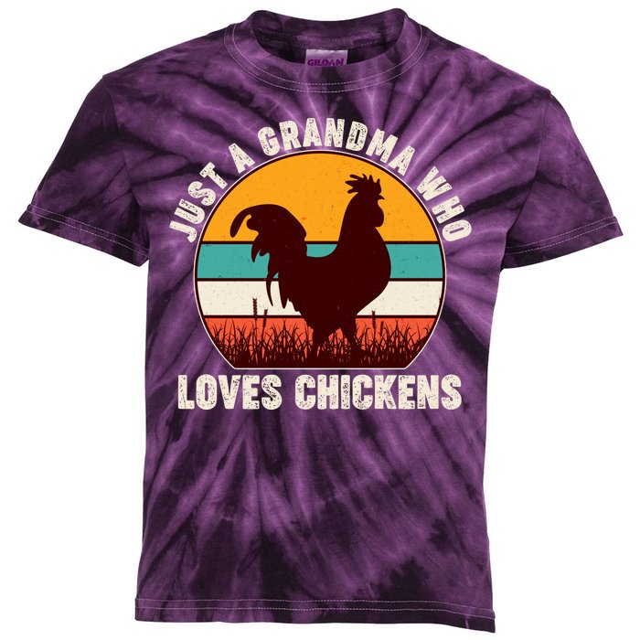 Vintage Just A Grandma Who Loves Chickens Kids Tie-Dye T-Shirt