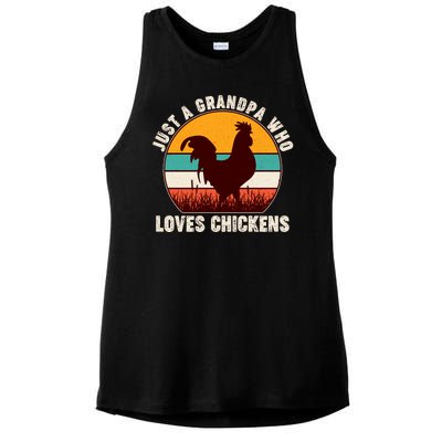 Vintage Just A Grandpa Who Loves Chickens Ladies PosiCharge Tri-Blend Wicking Tank