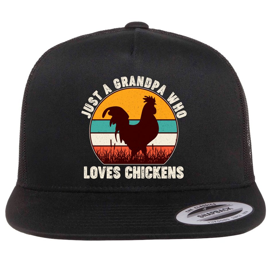 Vintage Just A Grandpa Who Loves Chickens Flat Bill Trucker Hat