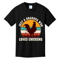 Vintage Just A Grandpa Who Loves Chickens Kids T-Shirt