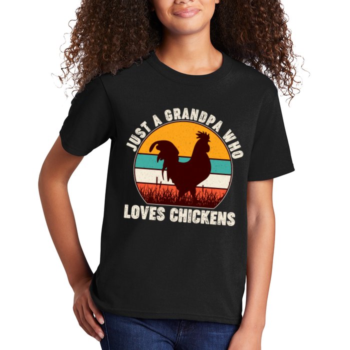 Vintage Just A Grandpa Who Loves Chickens Kids T-Shirt