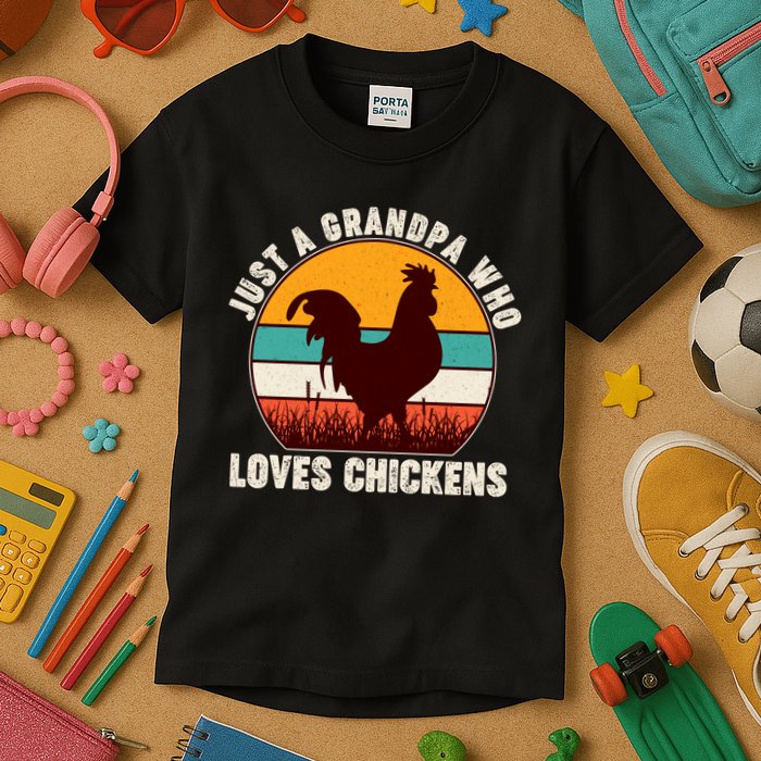 Vintage Just A Grandpa Who Loves Chickens Kids T-Shirt