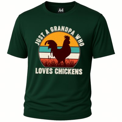 Vintage Just A Grandpa Who Loves Chickens Cooling Performance Crew T-Shirt