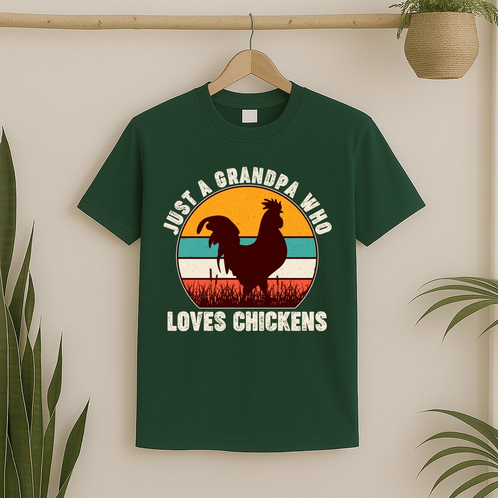 Vintage Just A Grandpa Who Loves Chickens T-Shirt