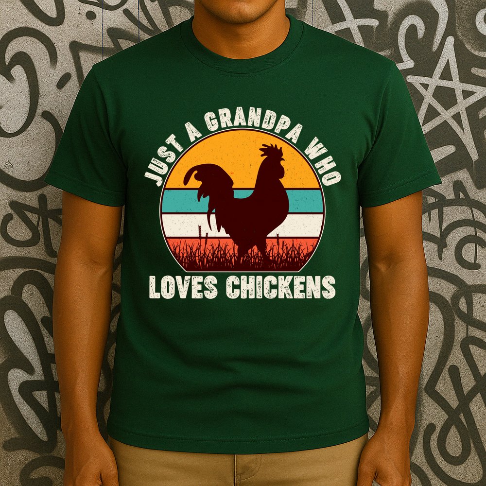 Vintage Just A Grandpa Who Loves Chickens T-Shirt