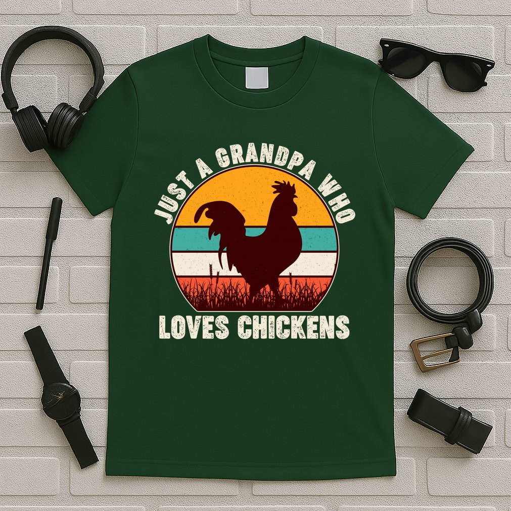 Vintage Just A Grandpa Who Loves Chickens T-Shirt