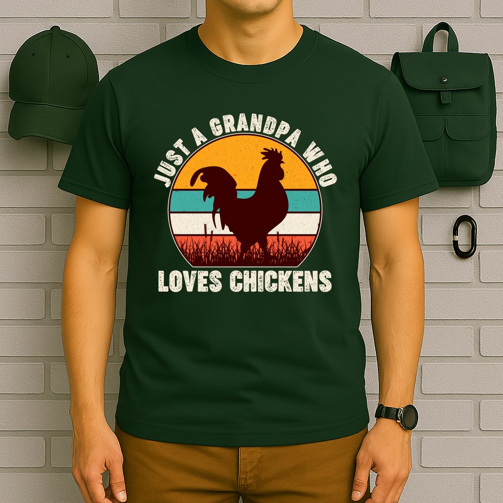 Vintage Just A Grandpa Who Loves Chickens T-Shirt