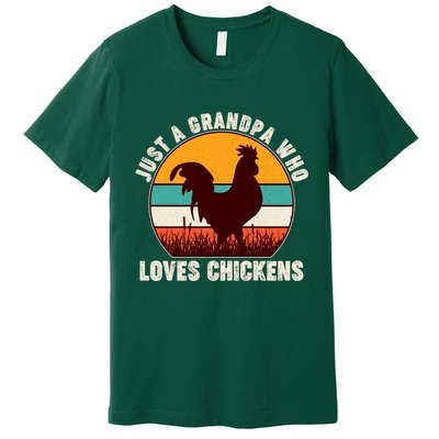 Vintage Just A Grandpa Who Loves Chickens Premium T-Shirt