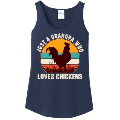 Vintage Just A Grandpa Who Loves Chickens Ladies Essential Tank