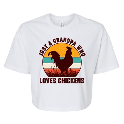 Vintage Just A Grandpa Who Loves Chickens Bella+Canvas Jersey Crop Tee